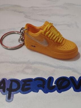 Nike Yellow Mini Sneaker Keychain with Silver Swoosh